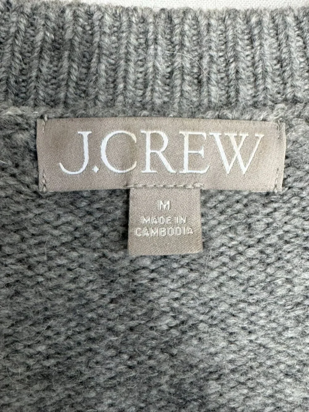 J. Crew Gray Wool Alpaca Acrylic Gold Button Cable Knit Cardigan Sweater Medium
